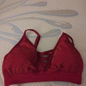 Pink Victorias Secret Red Gold Sports Bra